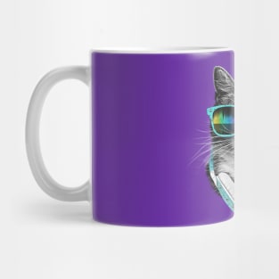 Cute cool cat Wearing Headphones and Sunglasses Mug